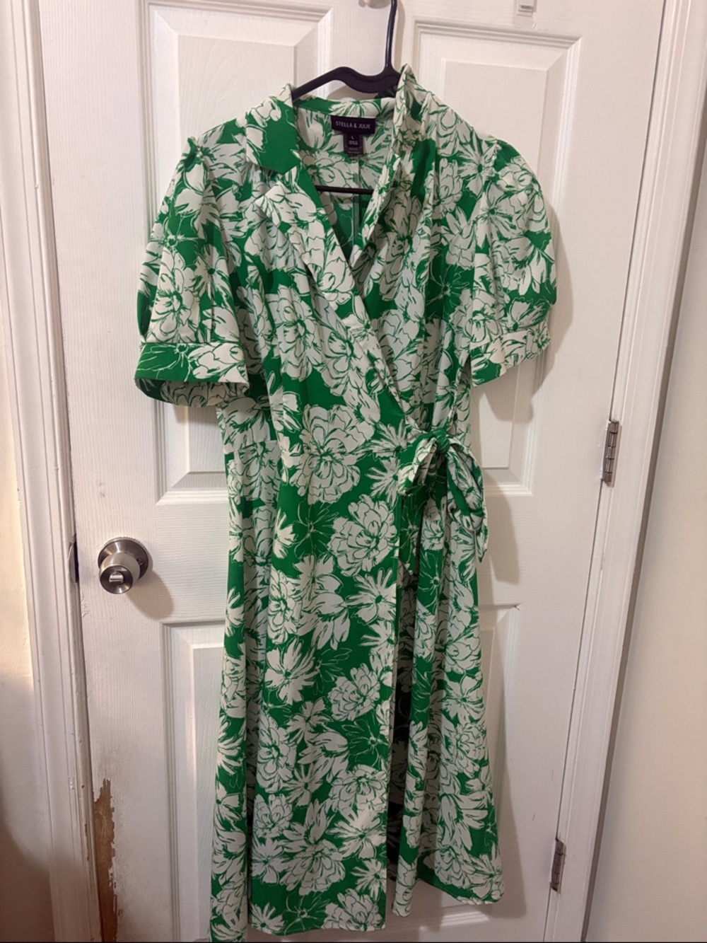 Talbots Green Floral Wrap Midi Dress